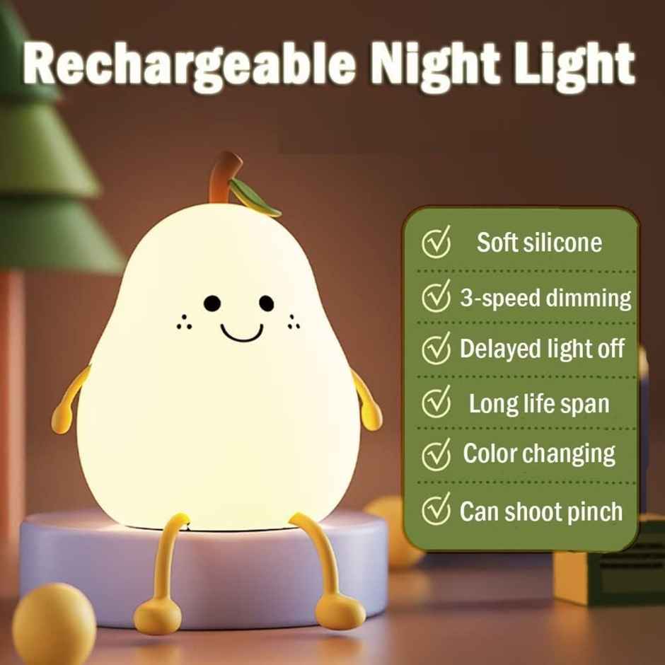 Desidiya Smile Pear Shape Silicone Led Night Light - Charming Bedside Lamp