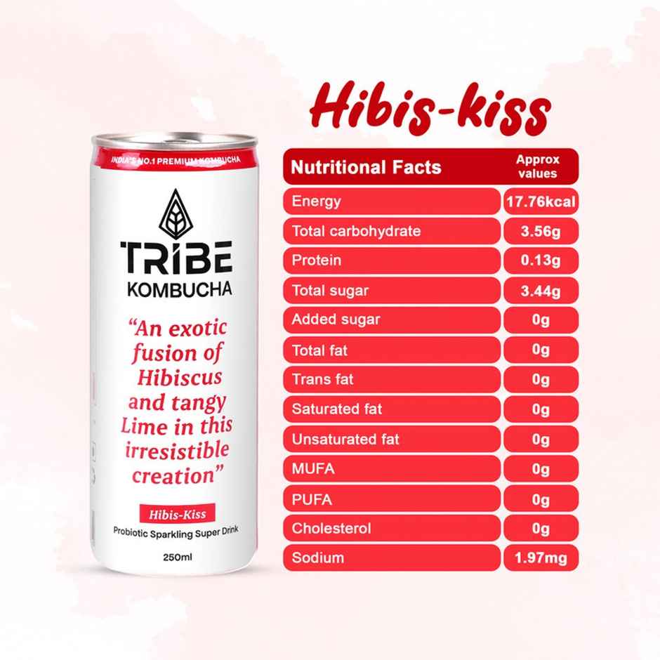 Tribe Naturally Sparkling Probiotic Herbal Green Tea With Hibiscus & Lemon Kombucha Combo