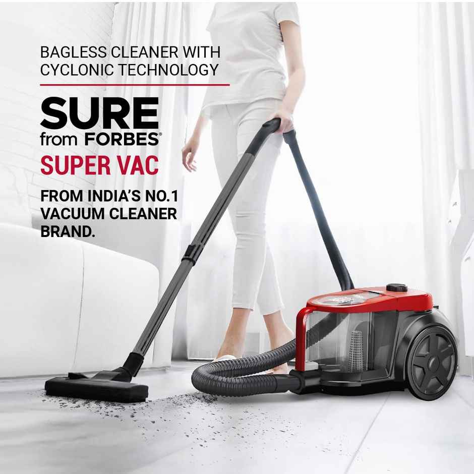 Eureka Forbes Supervac 1600 Watts Powerful Suction,Bagless Vacuum Cleaner (Red)