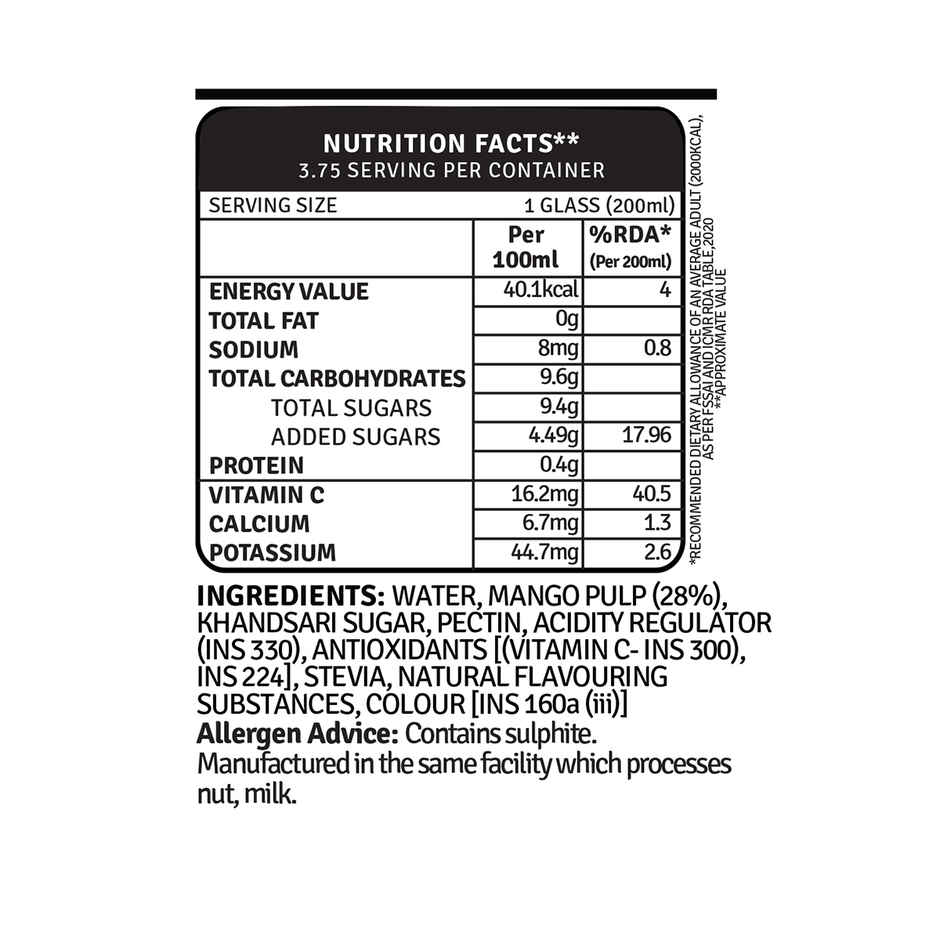 RAW Pressery Refreshers Aam Mango Juice  Mango Drink  Not From Concentrate  Fruit Juice