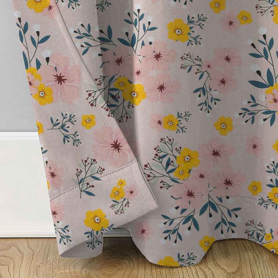 BAY6 Polyester Long Door Curtains - Set of 2 - (9x4 ft) - Peach