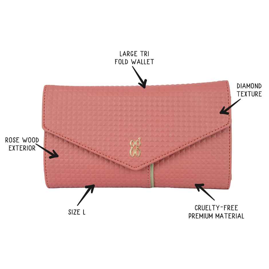 Baggit Women Quer 3 Fold Wallets | Rose Wood