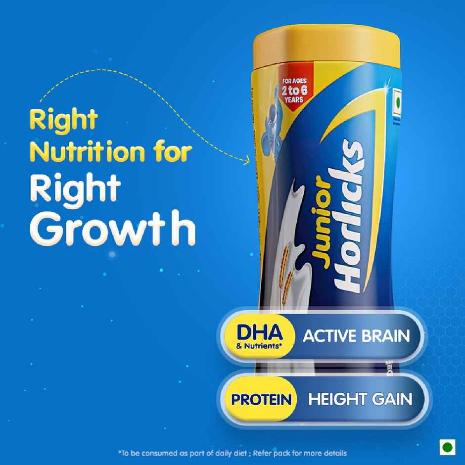 Horlicks Junior Vanilla Flavoured Drink Mix | For 2 - 6 years Kids