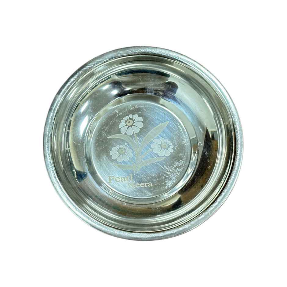 DiaCraft Stainless Steel Halwa Katori For Kanjak Gifting - Silver | Laser Finish