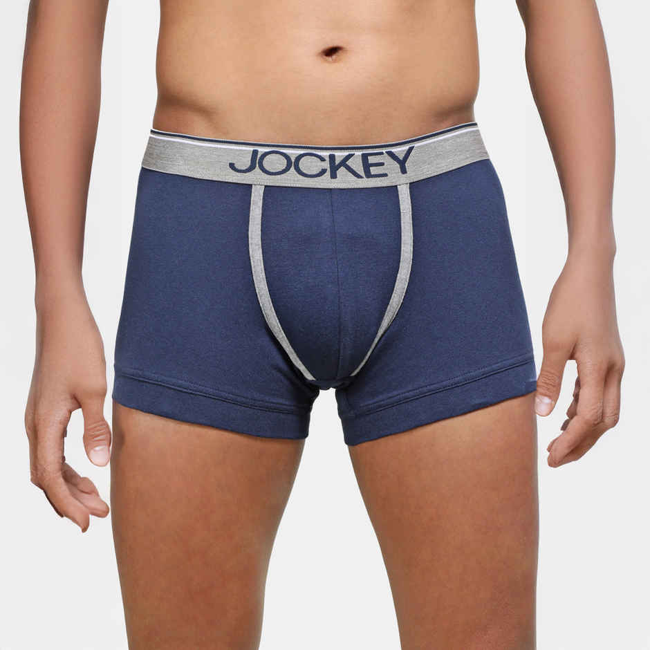 Jockey 8015 Men's Super Combed Cotton Rib Underwear Solid Trunk|Ultrasoft Waistband|PO2 | Navy-S