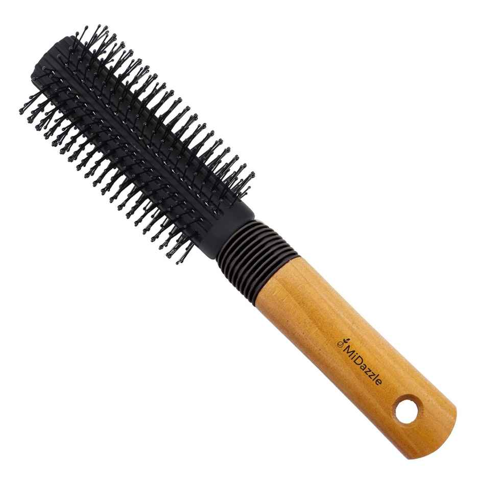 Midazzle Luxury Round Hair Brush with High-Quality Wooden Handle |MIHB0037