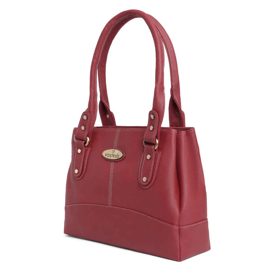 Fostelo Women's Vegan Leather Birdie Handbags Shoulder Hobo Bag Ladies Purse | Maroon | Large