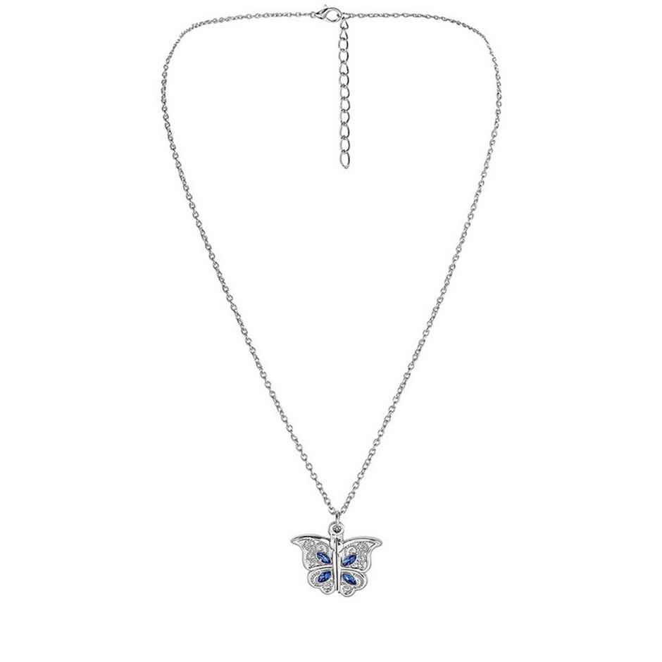 Fashion Frill Women's Openable Butterfly Pendant Chain Silver Onesize