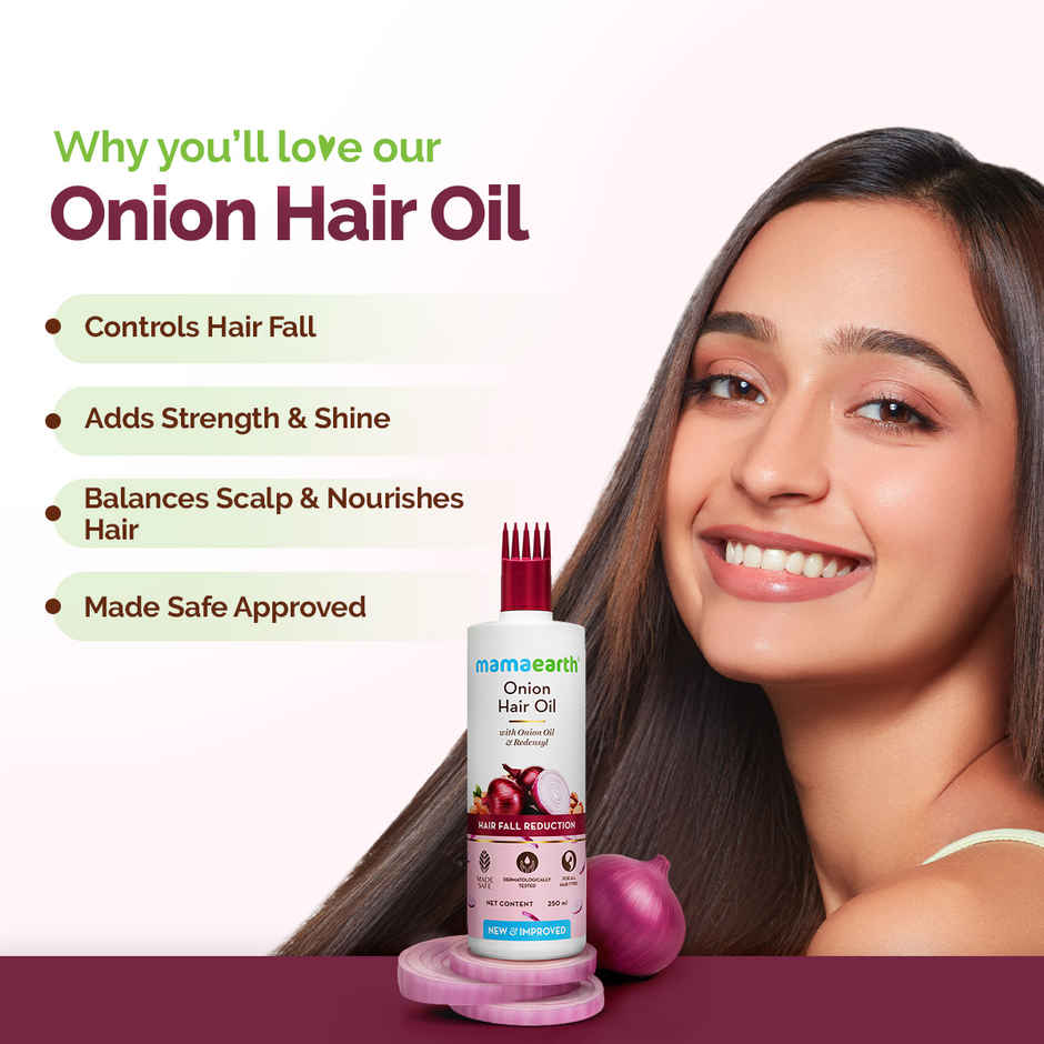 Mamaearth Onion Hair Oil for Hair Fall Control with Onion & Redensyl