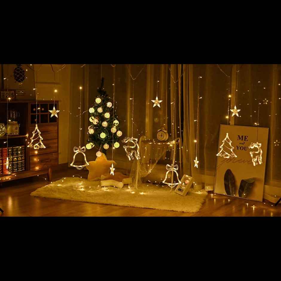 Desidiya Christmas Reindeer Led Curtain String Lights - Perfect For Window & Wall Decorations