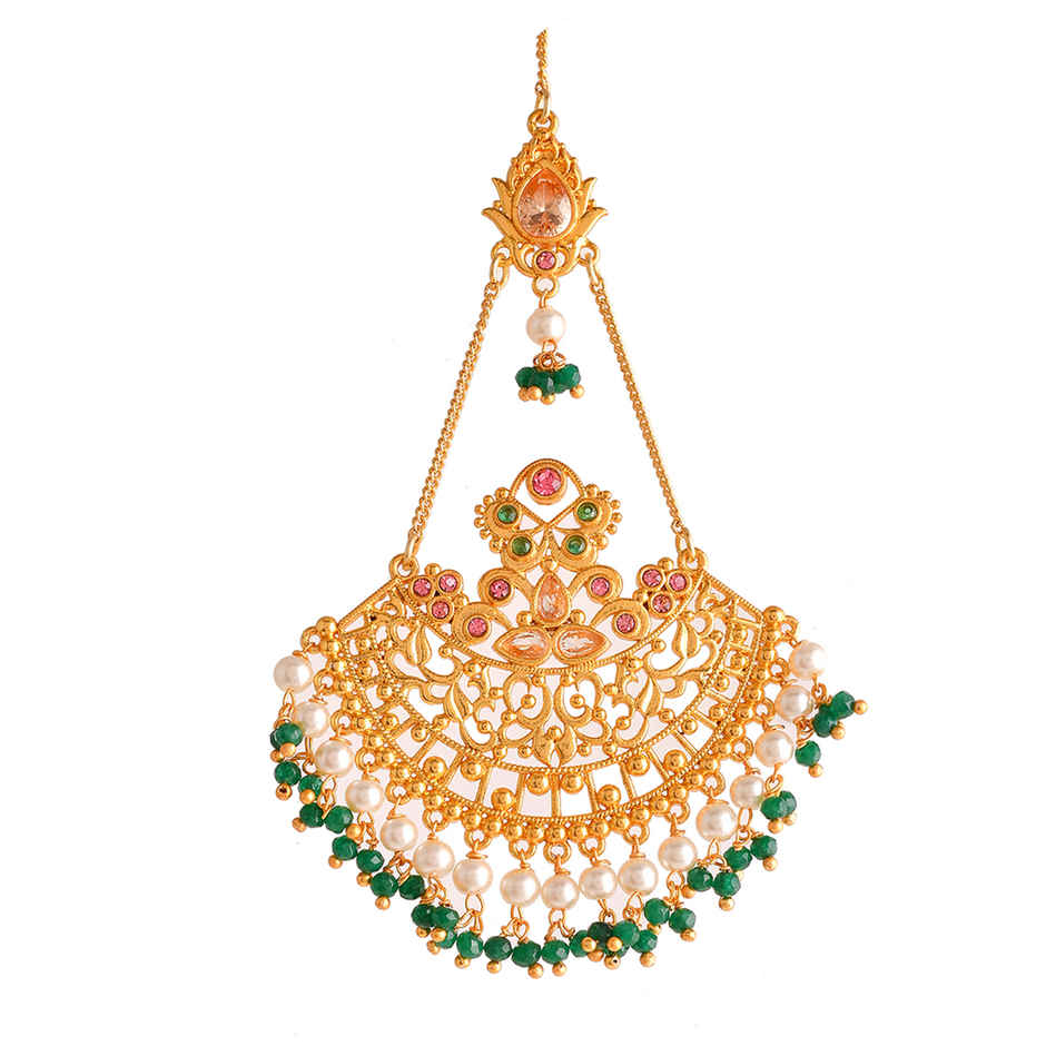 Voylla Abharan Ethnic White Pearls Maang Tika