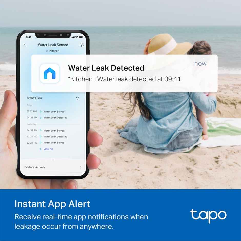 TP-Link Tapo T300 Smart Water 24/7 Drip & Leak Alert Sensor, 90dB Alarm,IP67 Waterproof, Hub Required