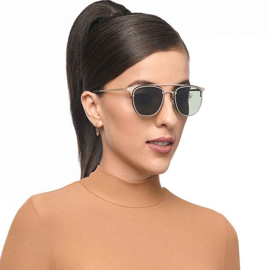 Vincent Chase By Lenskart Unisex Solid Metal Square Sunglasses | Golden and Green - S