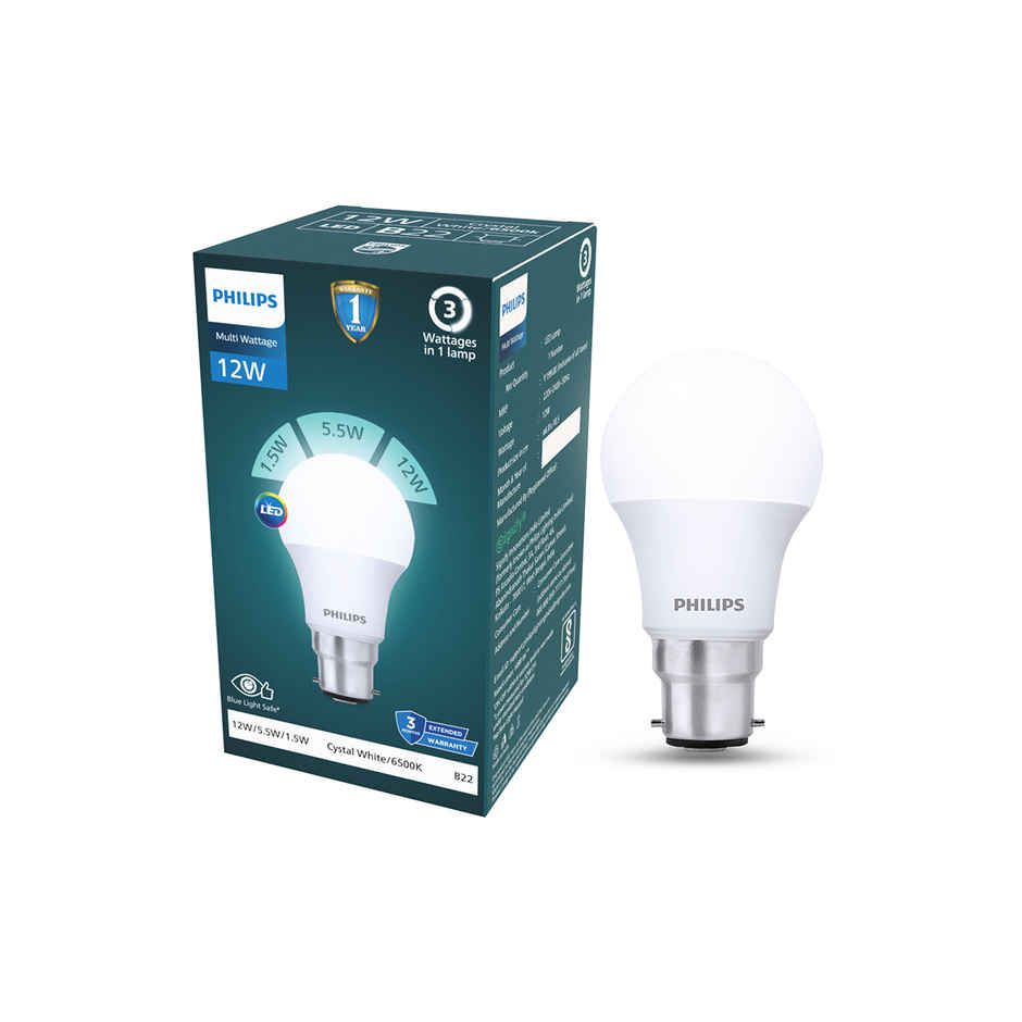 Philips Multi Wattage LED Bulb | 12 W | 6500 K | B22