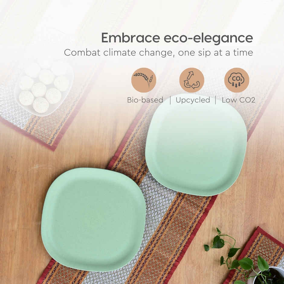 Eha Earth Friendly Square Dinner Plates | 11", 4 pcs, Multi-light | Rice Husk Biocomposite