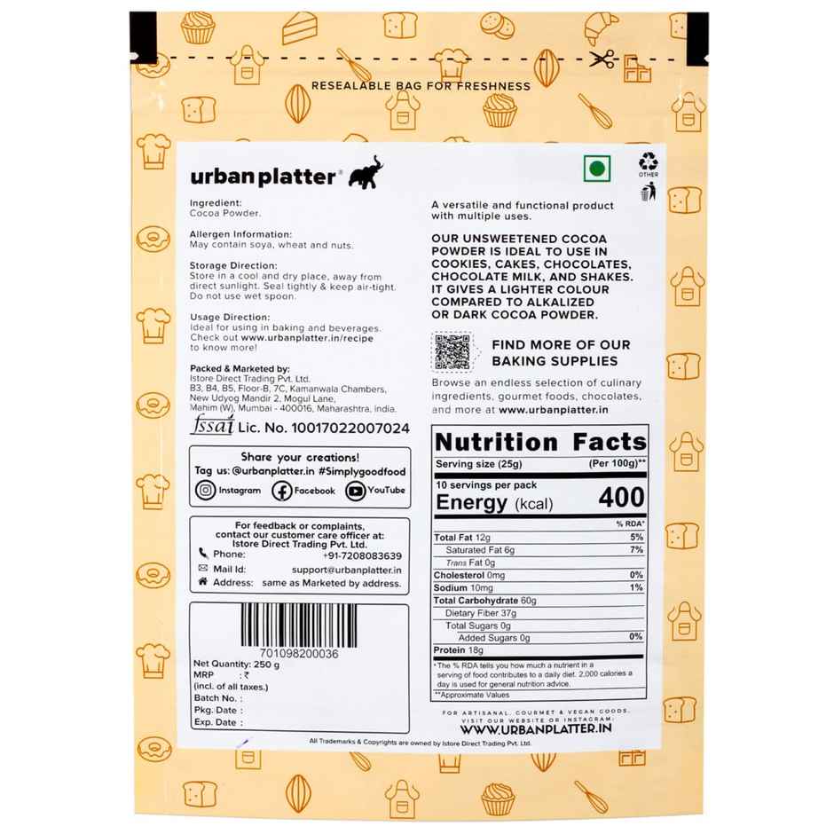 Urban Platter Natural Unsweetened Cocoa Powder