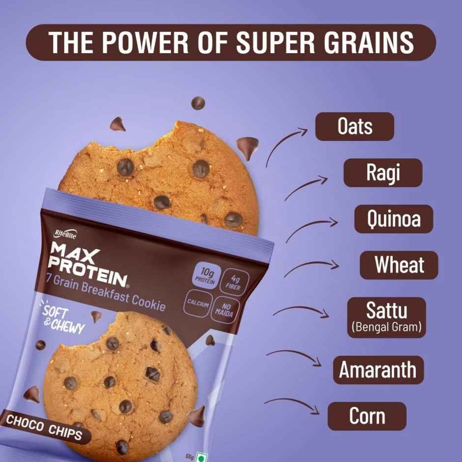 Ritebite Max Protein Cookie Choco Chips, No Maida Multigrain Premium Biscuit Cookies Cmbo