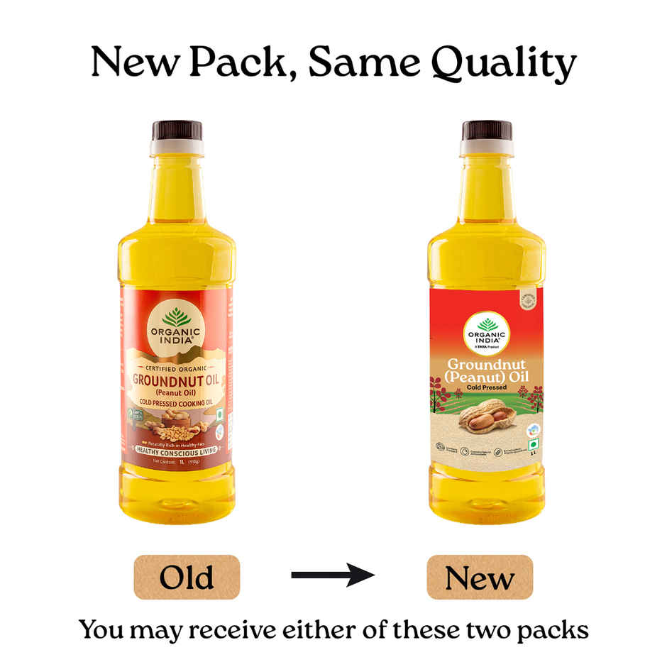 A TATA Product - Organic India Groundnut (Peanut) Oil | Cold Pressed Unrefined Oil
