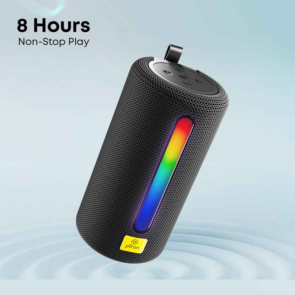 pTron Fusion Buzz 14W Bluetooth Speaker With 8 Hours Playback | RGB Leds | Type-C Charging | Black