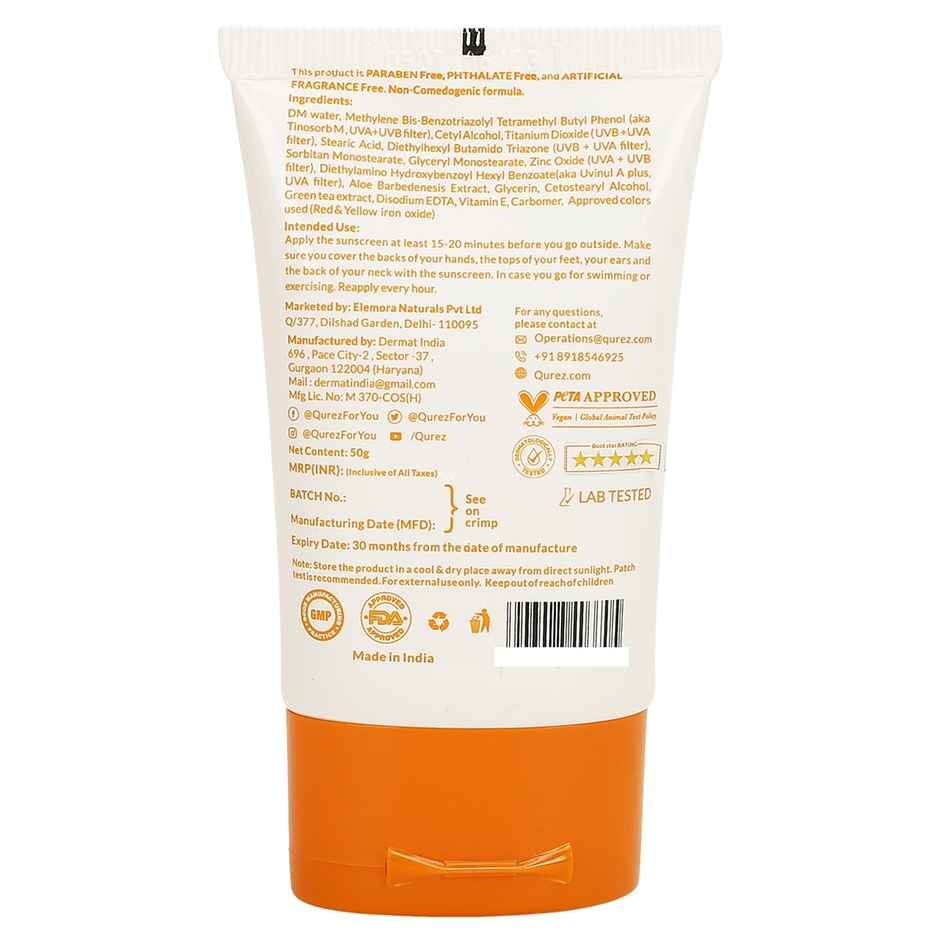 Qurez Tinted Mattifying Sunscreen SPF 50 PA++++ With Blue Light Protection