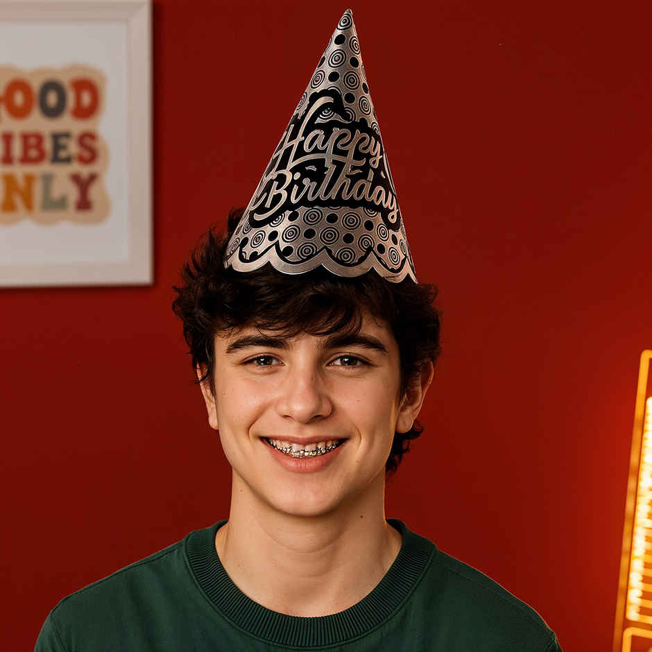 Gold Silver Party Hats | Birthday Celebration Caps Set | Pack of 5 | Propcon | Party Decor