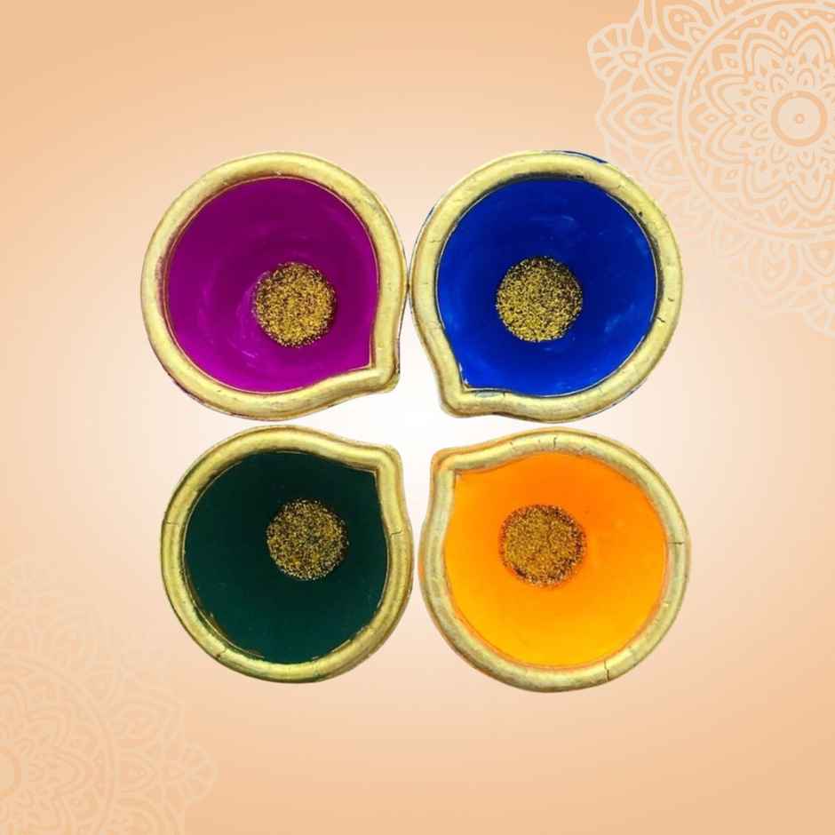 Kunj Gifting Diya | Pack Of 4 | Designer Clay Diya | Skilsy Handicrafts