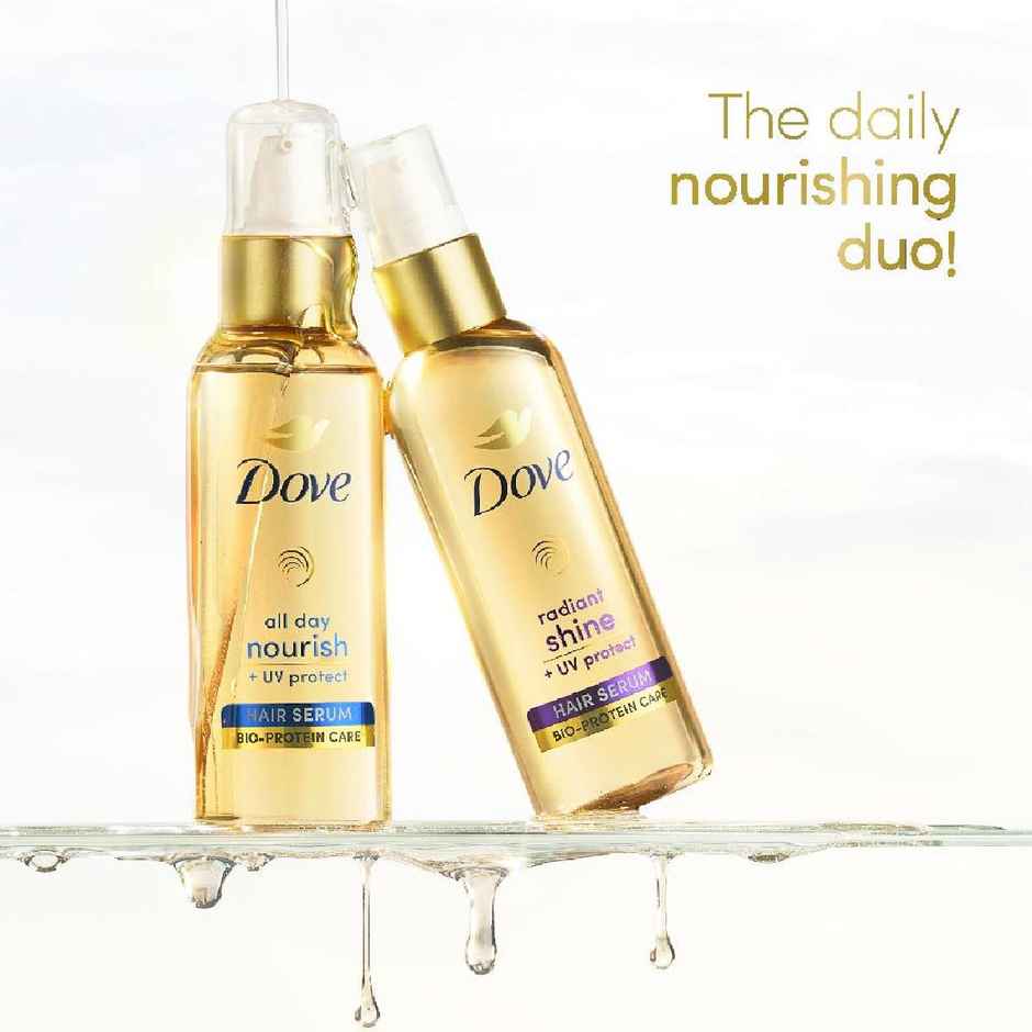 Dove  Radiant Shine + Uv Protect  Hair Serum For Dry & Frizzy Hair
