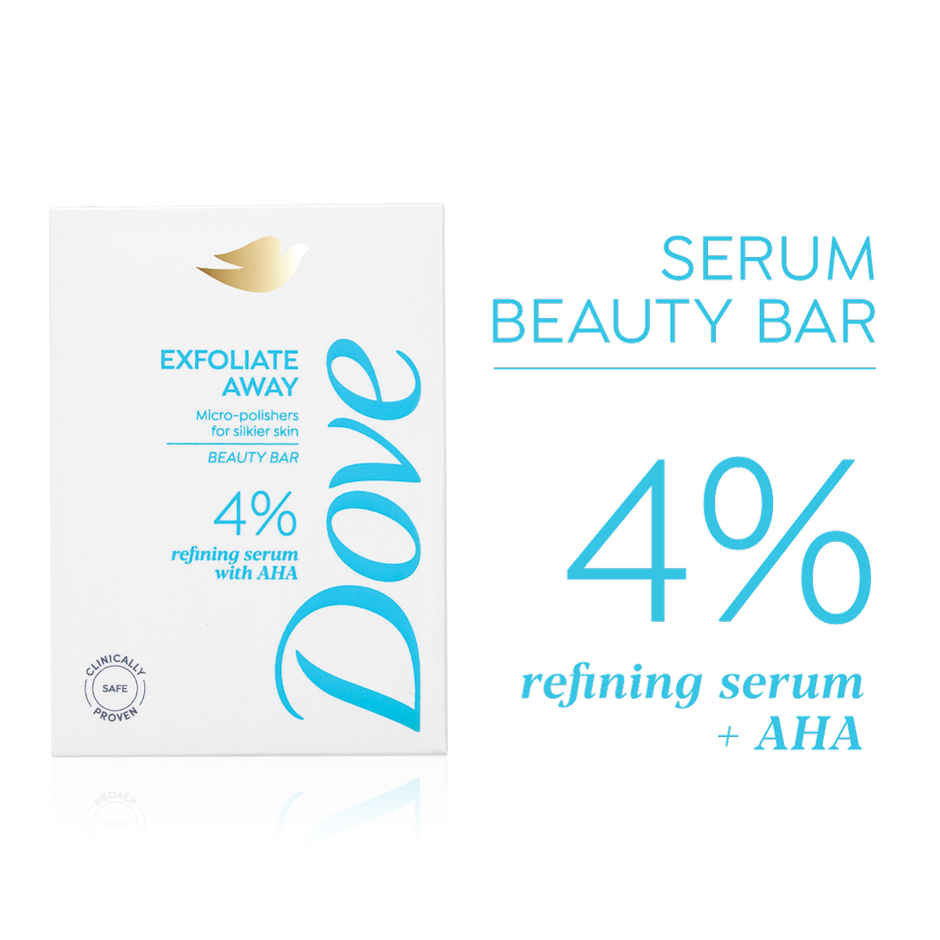 Dove 4% Refining Serum + AHA Exfoliate Away Serum Beauty Bar| Pack of 3
