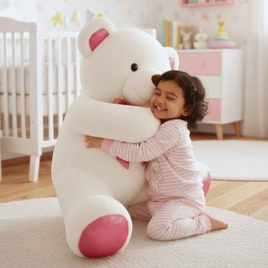 Teddy Bear Soft Toy | Plush Stuffed Animal Toy | Birthday Gift for Kids | White | 40 cm