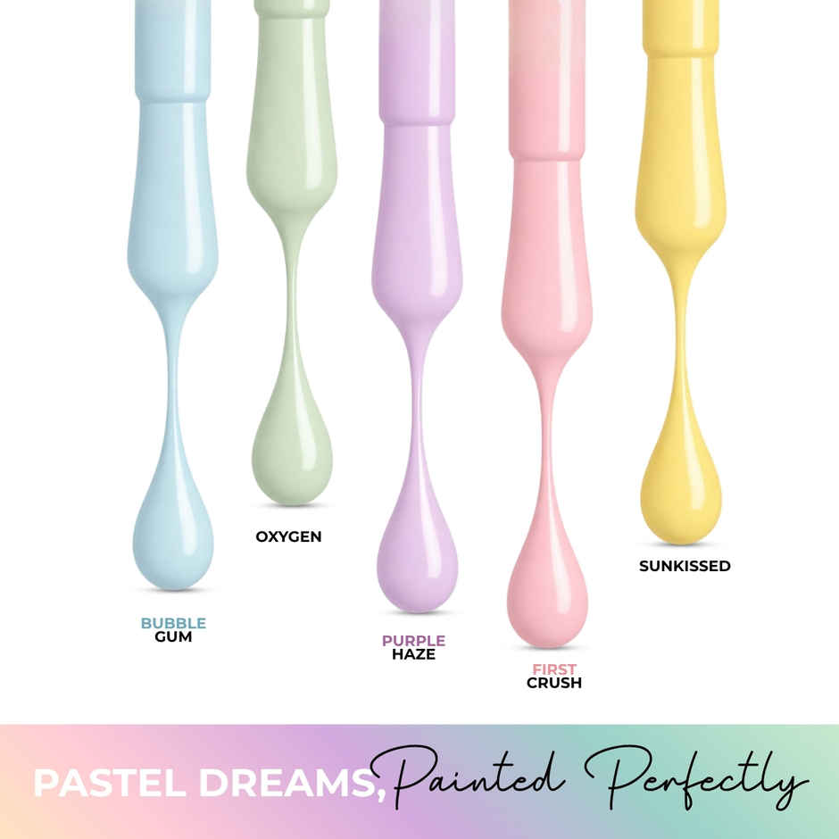 Ellement Co. Nature's Palette Nail Polish Kit |Trendy Soft Pastels|Quick Dry Glossy Finish|5 Shades