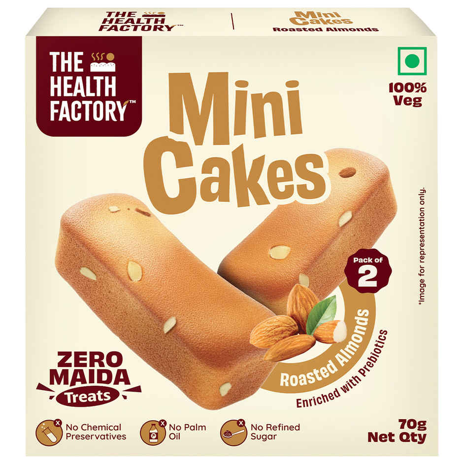 The Health Factory Mini Cakes Roasted Almonds | Zero Maida | Tea Cake | Eggless