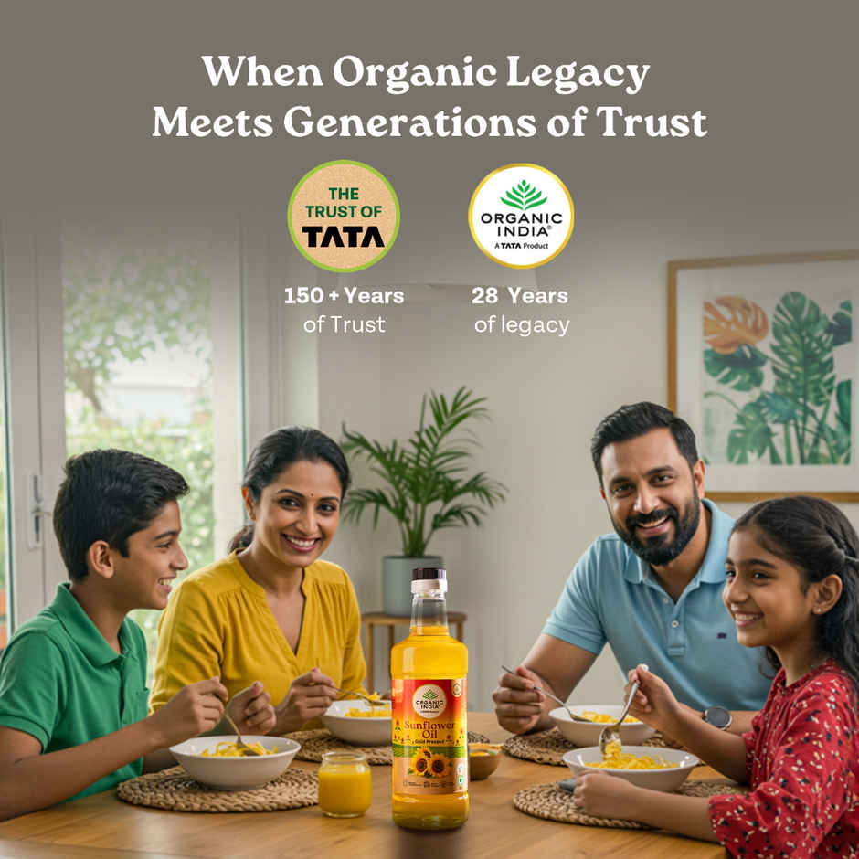 A TATA Product - Organic India Sunflower Oil | Sunflower Seeds Extracted Cold Pressed Oil