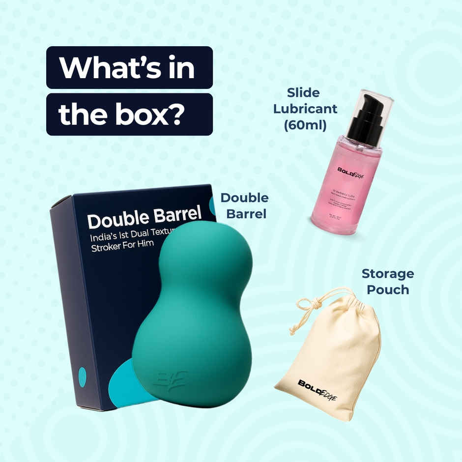 BoldEdge Double Barrel Men Stroker Personal Massager and Water-based Strawberry Lubricant Combo