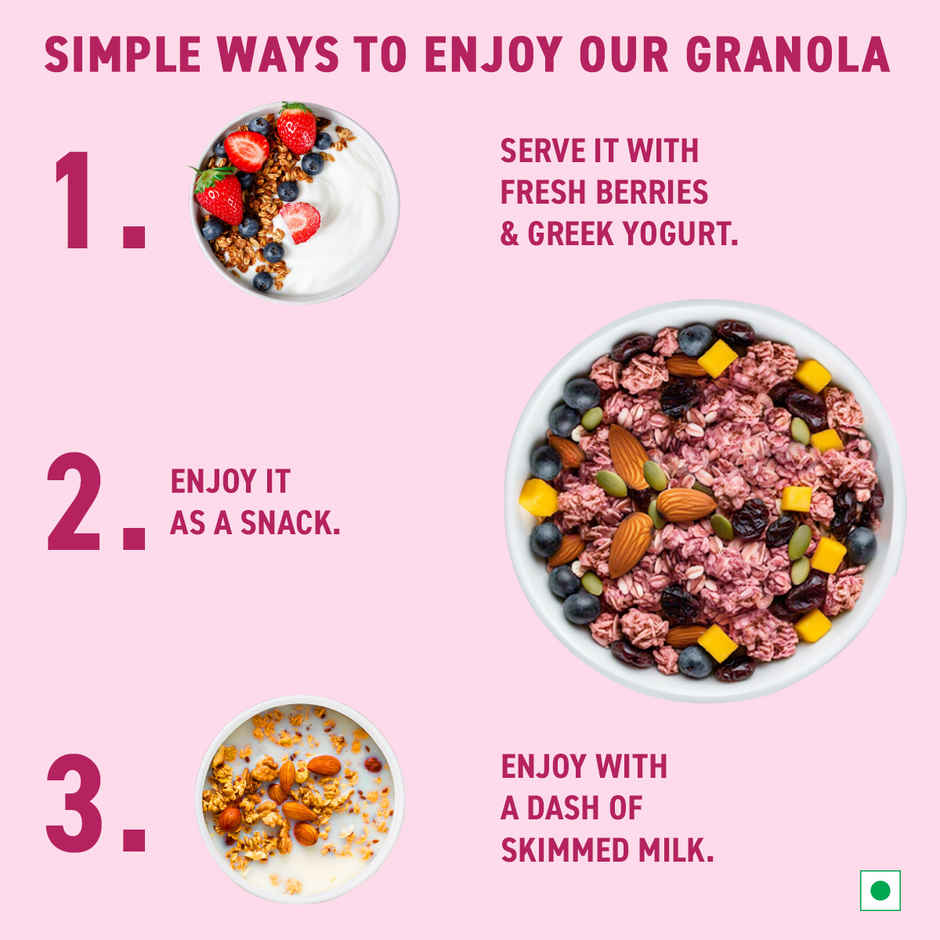 Bagrry's Exotic Fruits with Cranberries & Almonds Granola (30% Fruits, Nuts & Berries)