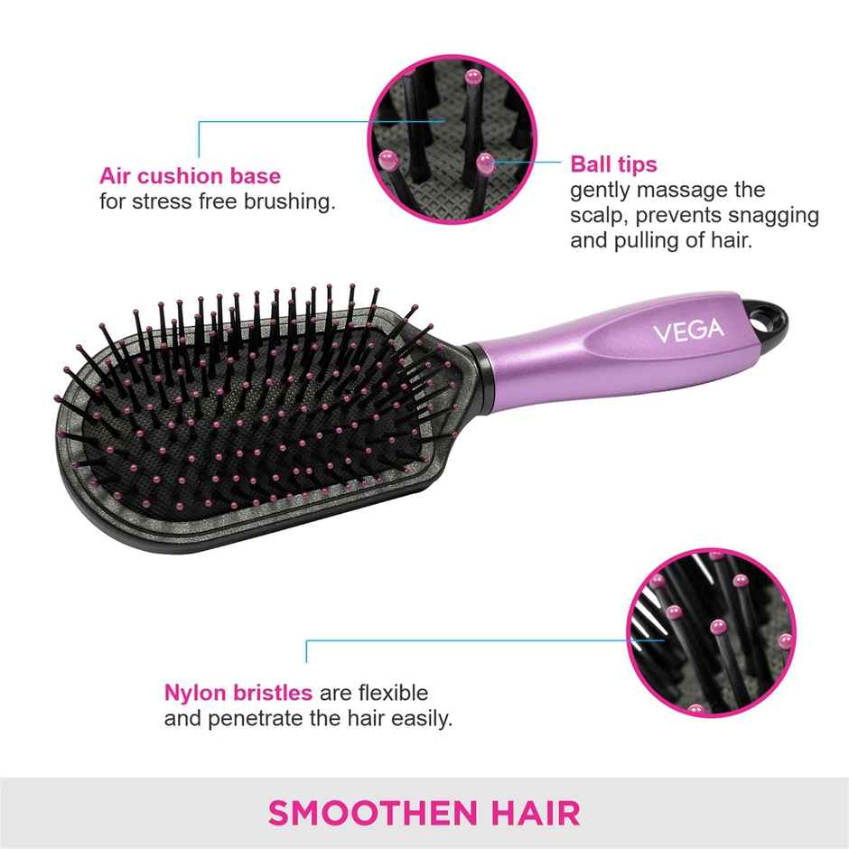 VEGA Cushion Hair Brush with Cleaning Comb for Men and Women |E18-CB