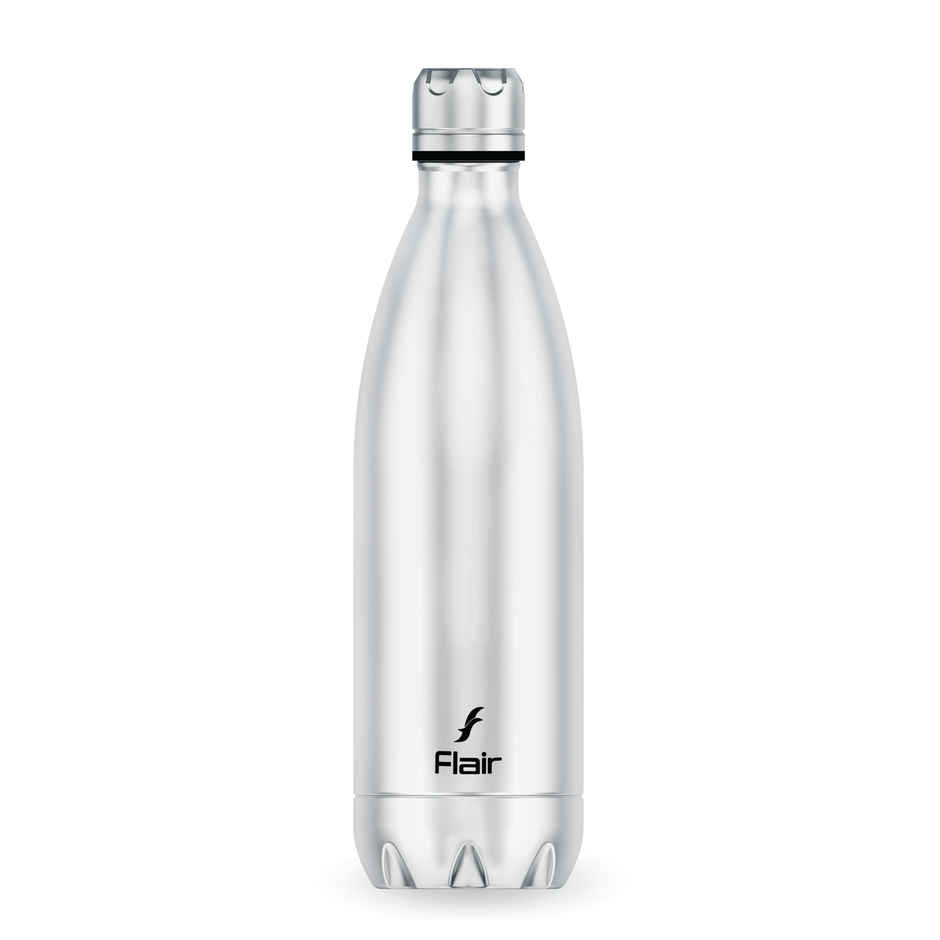 Flair Thermosteel Triumph 500Ml Insulated Bottle Silver & Black, Keeps Drinks Hot For 12 Hours