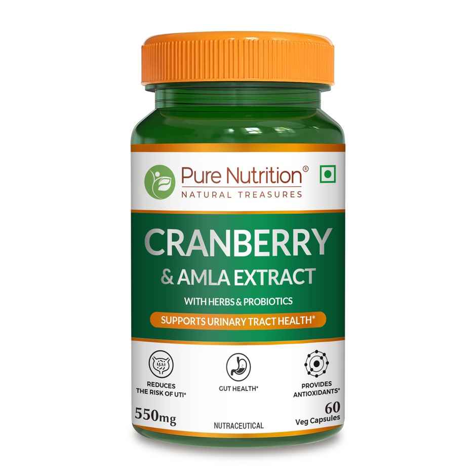 Pure Nutrition Cranberry & Amla Extract with 3B CFU Probiotics - UTI Health - 60 VEG Caps