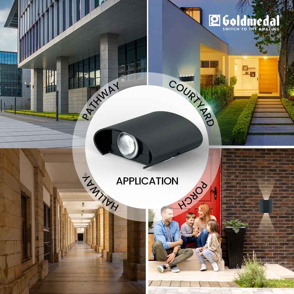 Gold Medal Parkos 01 2W Up-Down LED Outdoor Wall Light | IP54 Waterproof Exterior Wall Mount | Decorative Indoor/Outdoor Light for Garden, Balcony & Gate