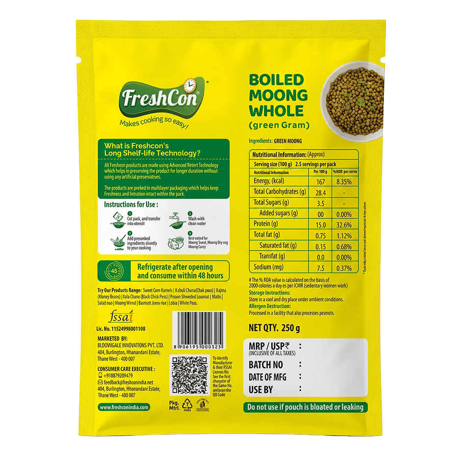 Freshcon Boiled Green Moong Whole