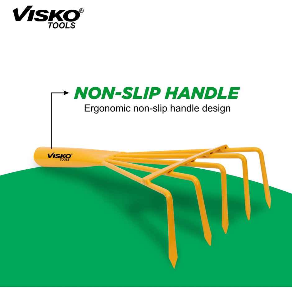 Visko 640 Heavy Duty Gardening Tool | Garden Hand Rake Long 5 Prongs Garden Pick