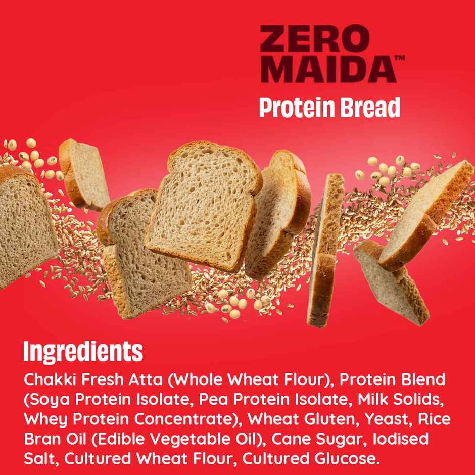 The Health Factory Protein Bread | Zero Maida | 38g High Protein | Whole Wheat Bread