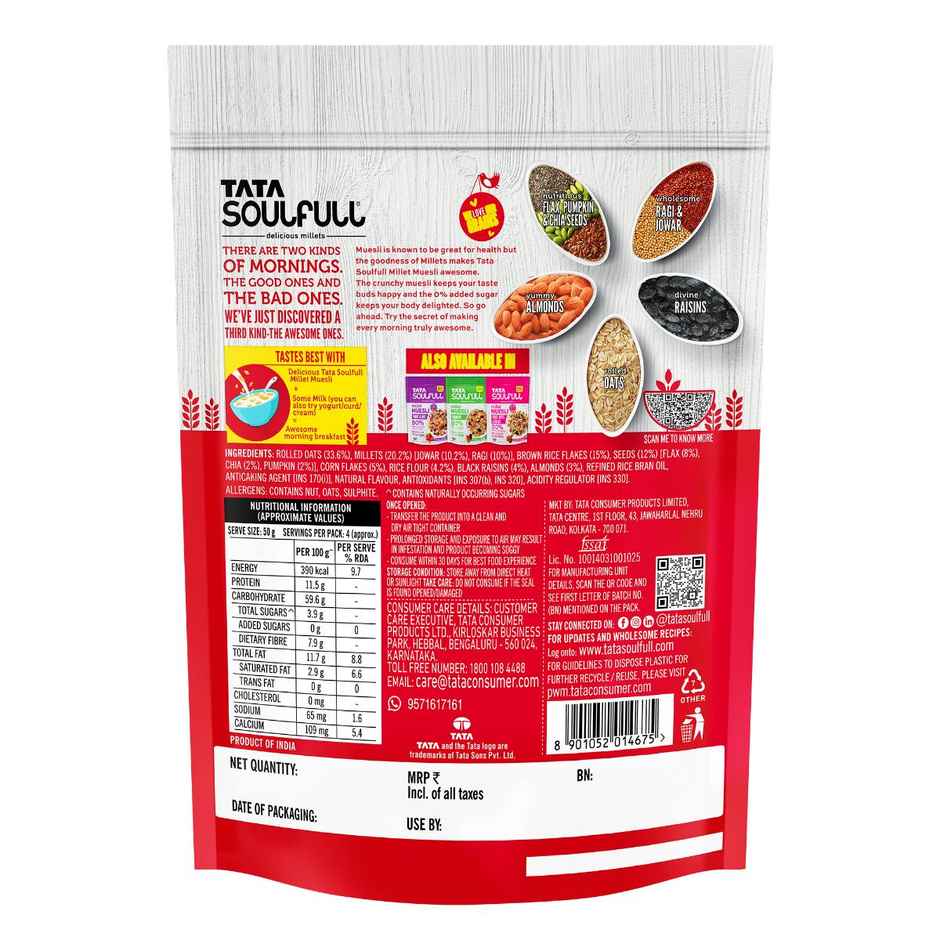 Tata Soulfull Millet Muesli | Zero Added Sugar