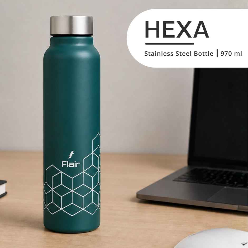 Flair Hexa Stainless Steel Water Bottle | Green | 970 ml