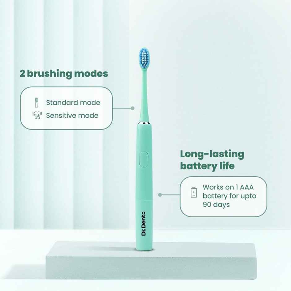 Dr.Dento Ultra Sonic Dual Mode Electric Toothbrush | 3 Brush Heads| 1 Yr Warranty - Jade Green