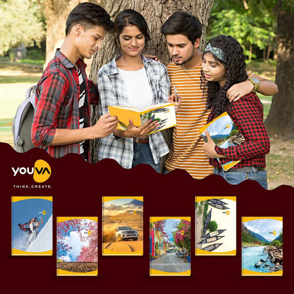 Navneet Youva Case Bound Single Line Long Book | 21x29.7 cm, 288 Pages, Assorted Designs