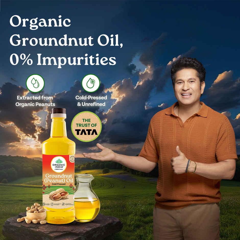 A TATA Product - Organic India Groundnut (Peanut) Oil | Cold Pressed Unrefined Oil