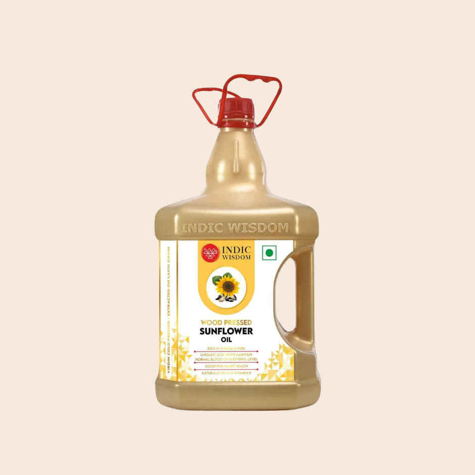 Indic Wisdom Sunflower Wood Pressed Oil | Cold Pressed | Extracted On Wooden Churner