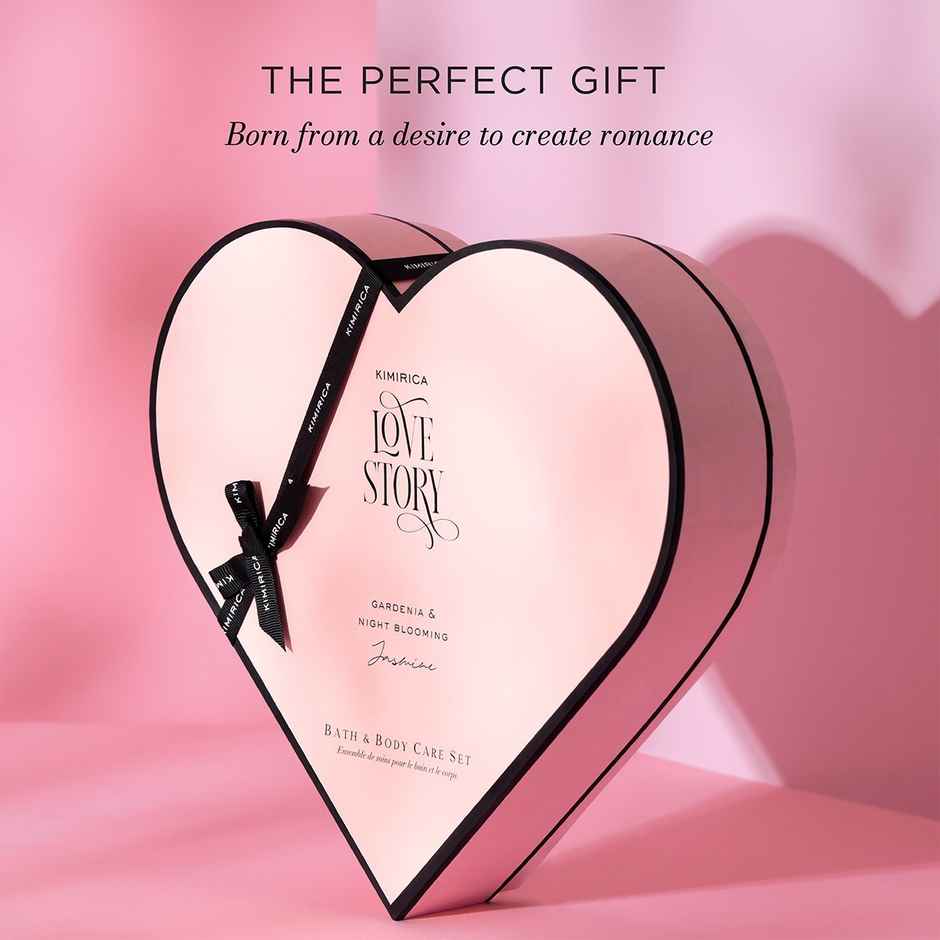 Kimirica Love Story Moment Gift Set | 7-in-1 Luxury Bath Kit with Loofah, Lotion, Salt, Soap & More