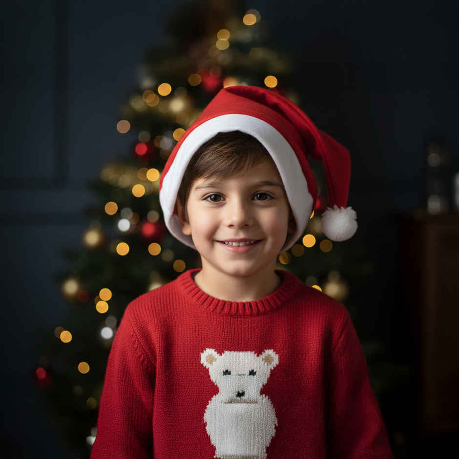 Christmas Velvet Santa Cap for Kids | Red | Small | Gullak