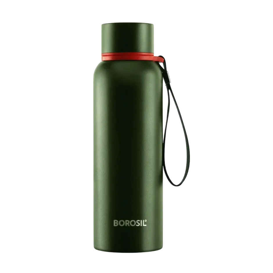 Borosil Hydra Trek Water Bottle - 700 ml | Green | Stainless Steel Double Wall Vacuum Insulated Flask